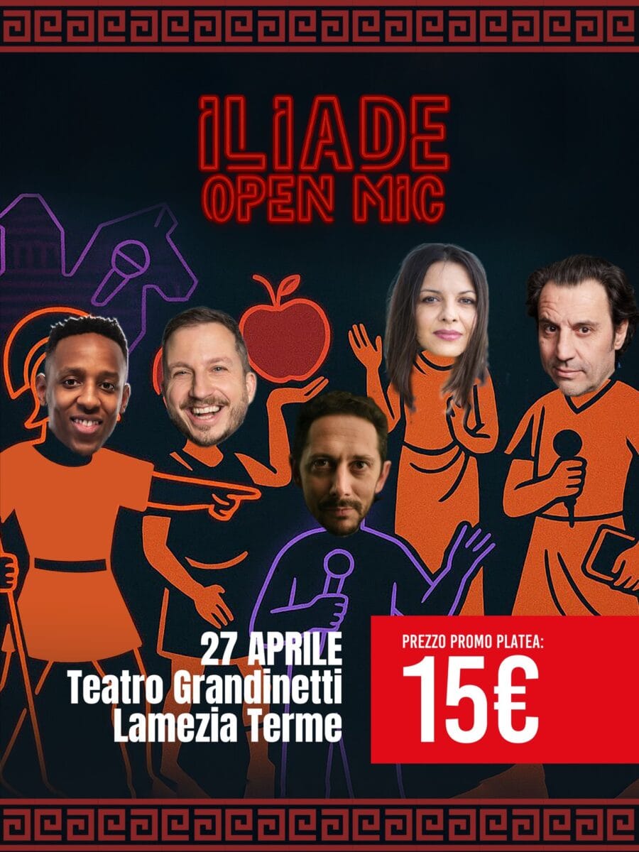 La locandina di "Iliade Open Mic"
