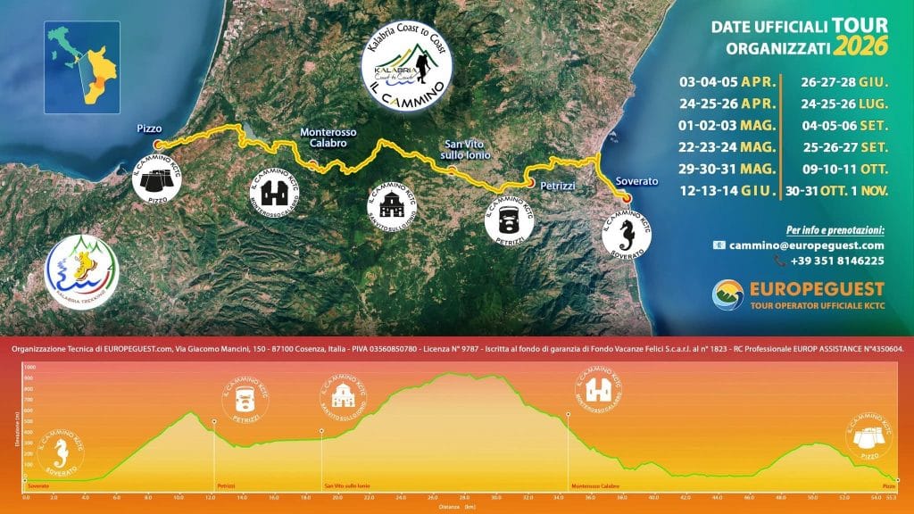 Le tappe 2026 di Kalabria Coast to Coast